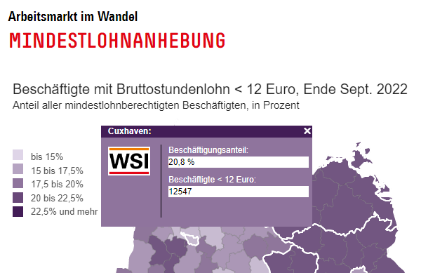 Kartenausschnitt mit den Zahlen für den Landkreis Cuxhaven